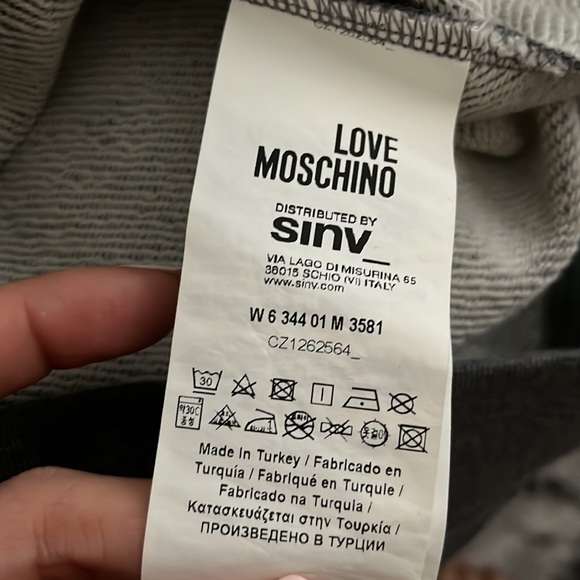 Love moschino womens grey sweatshirt tunic M/L US 8 new with tags nwt - Picture 8 of 8